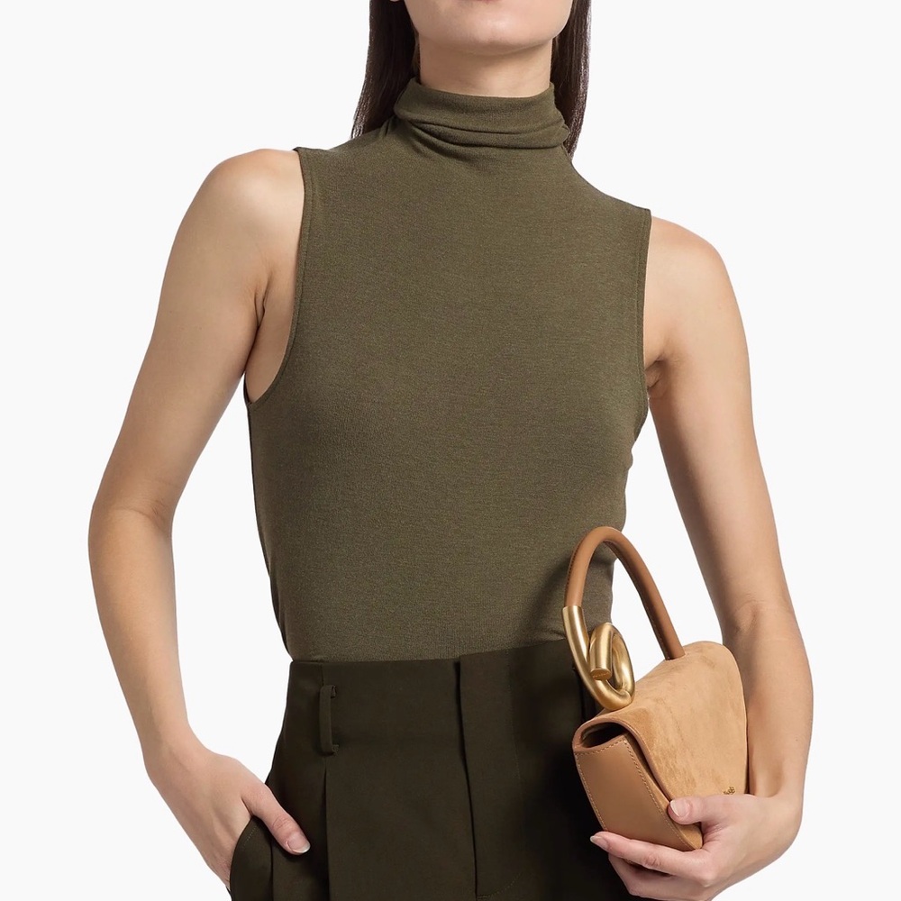 Vince Sleeveless Turtleneck Top Modal Stretch Soft Minimalist Capsule Wardrobe